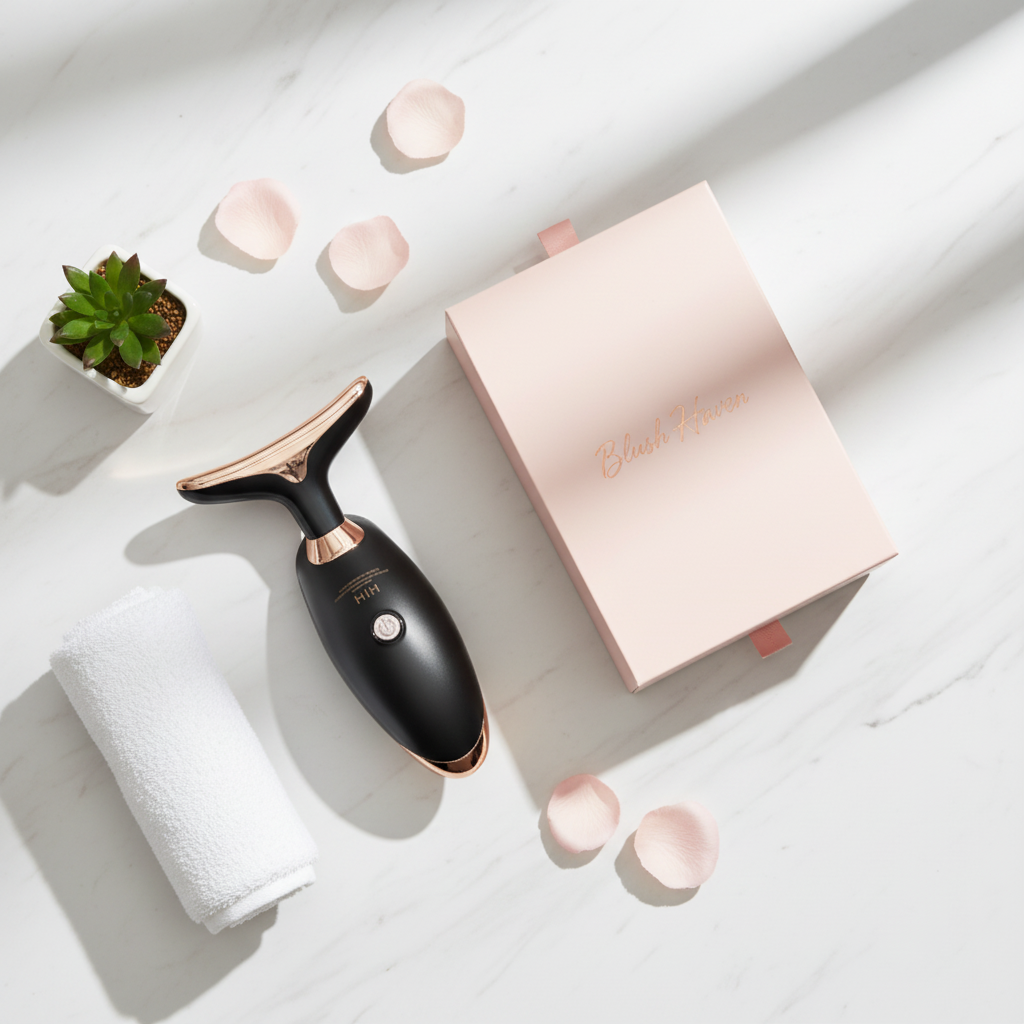 Neck massager flat lay with packaging